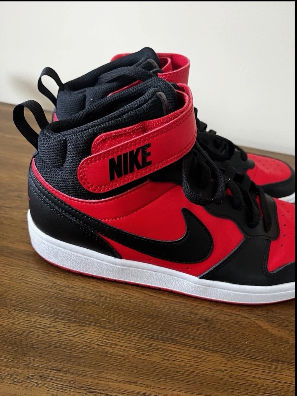 Nike Court Borough Mid 2 GS Bred Red Black Youth 6.5Y CD7782-602 High Top